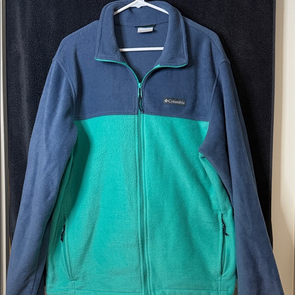 Columbia Blue and Teal Colorblock Fleece Full-Zip Jacket